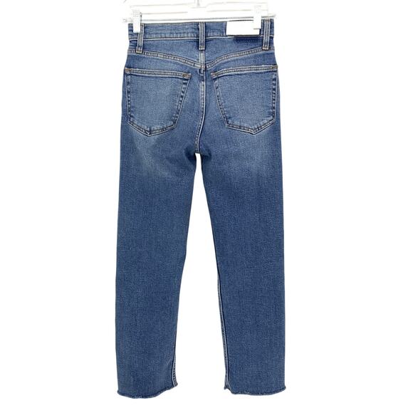 Re/Done 70's Stove Pipe High Rise Straight Jean Womens 24 Medium Wash Distressed - Picture 10 of 10
